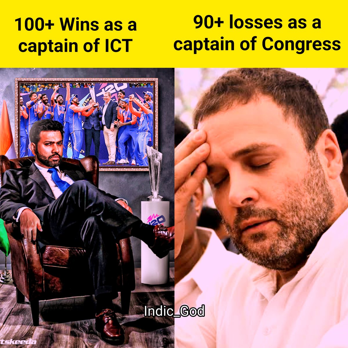 A Brahmin captain of the Indian cricket team is targeted by a radical Islamist Shama Mohammed of the Indian Nation congress, The only thing they forgot is CONGRESS KA BAAP ROHIT