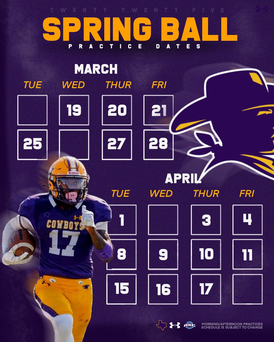 𝟮𝟬𝟮𝟱 𝗦𝗽𝗿𝗶𝗻𝗴 𝗕𝗮𝗹𝗹 𝗣𝗿𝗮𝗰𝘁𝗶𝗰𝗲 𝗗𝗮𝘁𝗲𝘀 🤠 

#HOOYAH