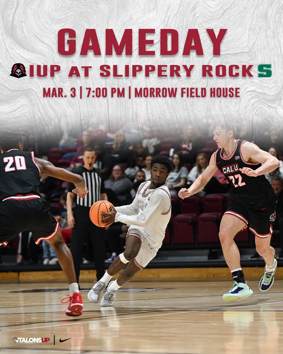 Time for playoffs! We will travel to Slippery Rock tonight for the first round of the PSAC Tournament!

🆚| Slippery Rock
🏟️| Morrow Field House
🎥| rockathletics.com/sports/2021/8/…
📊| rockathletics.com/sidearmstats/m…
🎟️| fan.hudl.com/tickets/VGlja2…

#TalonsUp | #GITF