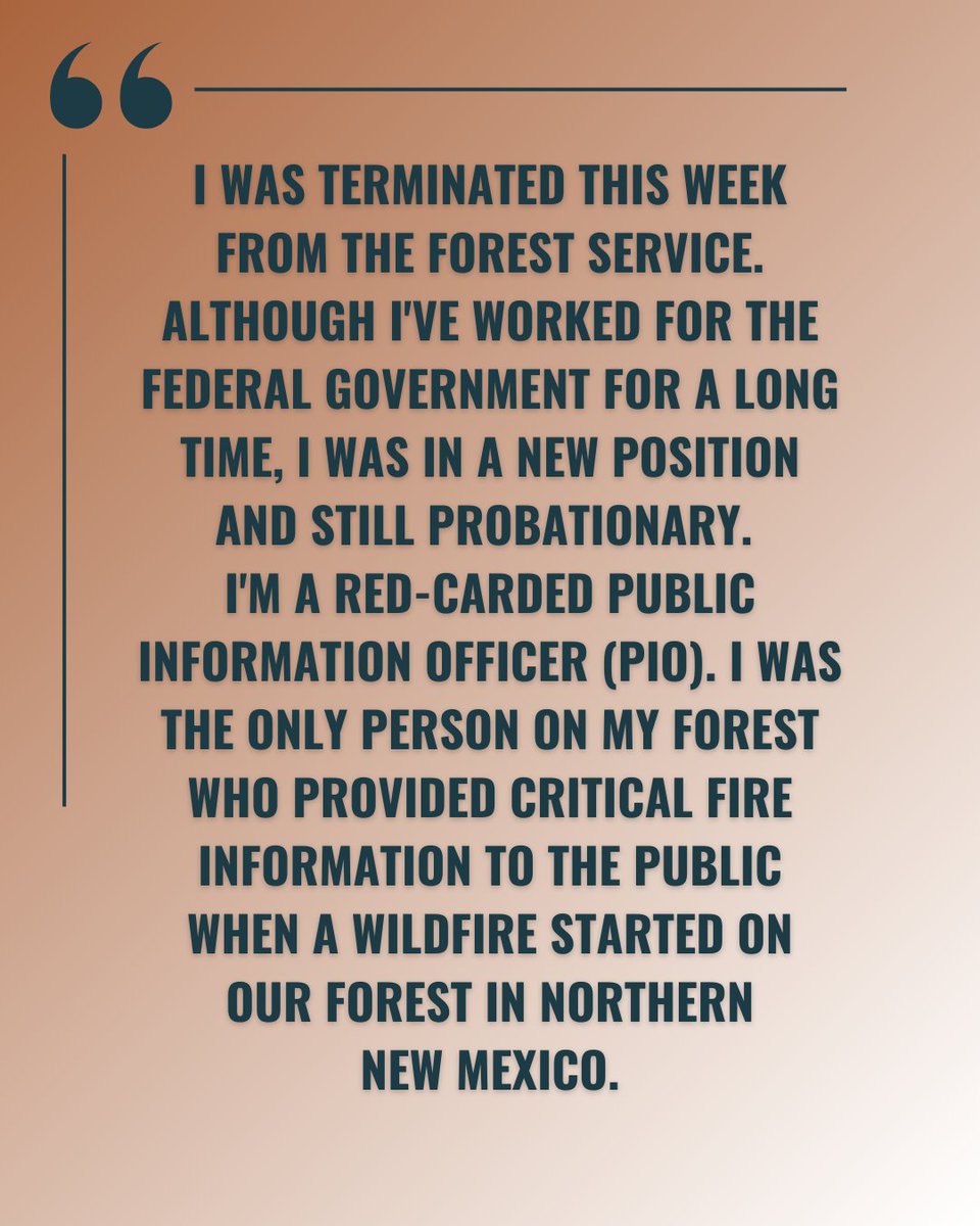 The men and women who have dedicated their lives to protecting our public lands are being laid off in the thousands and it’s going to hurt our ability to respond to fire season.

Donald Trump and Elon Musk are putting our people, our homes, and our lands at risk.