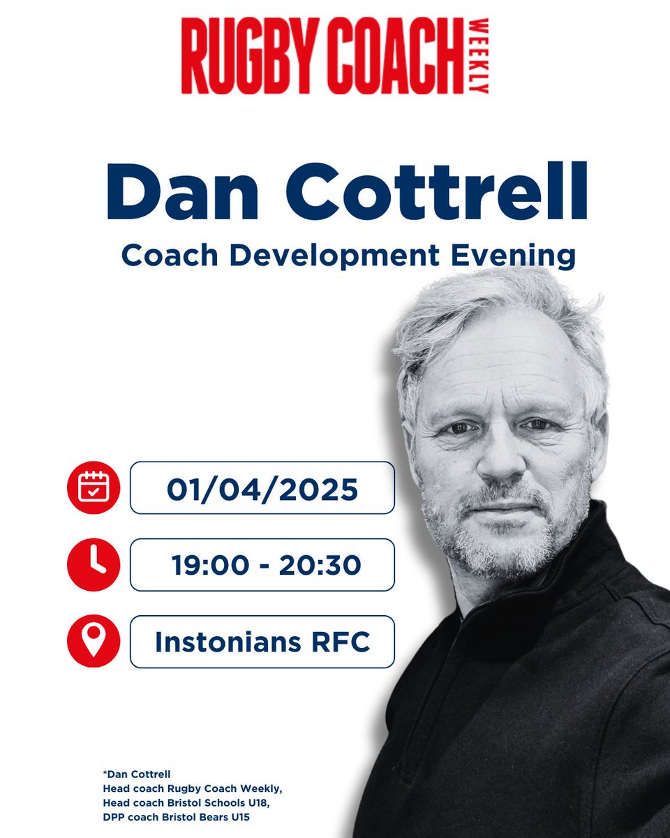 Rugby Coach Weekly (@rugbycoachweek) on Twitter photo FREE Rugby Coach Development Evening 🏉
Join us for an informal, hands-on session with Dan Cottrell to help you coach with confidence
Plenty of time for Q&A and sharing—come along, learn, and chat rugby!
Register 👇
rugbycoachweekly.net/rcw-events1
<a href="/InstoniansRugby/">Instonians Rugby</a> FREE Rugby Coach Development Evening 🏉
Join us for an informal, hands-on session with Dan Cottrell to help you coach with confidence
Plenty of time for Q&A and sharing—come along, learn, and chat rugby!
Register 👇
rugbycoachweekly.net/rcw-events1
<a href="/InstoniansRugby/">Instonians Rugby</a>