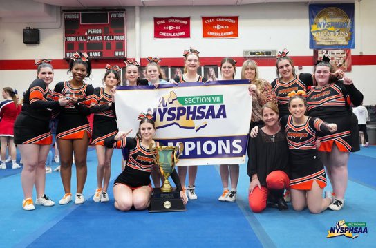 Congrats to the cheer team on winning the Class C Championship. They will now compete this weekend in Binghamton and tickets can be purchased at nysphsaa.org/sports/2022/12…