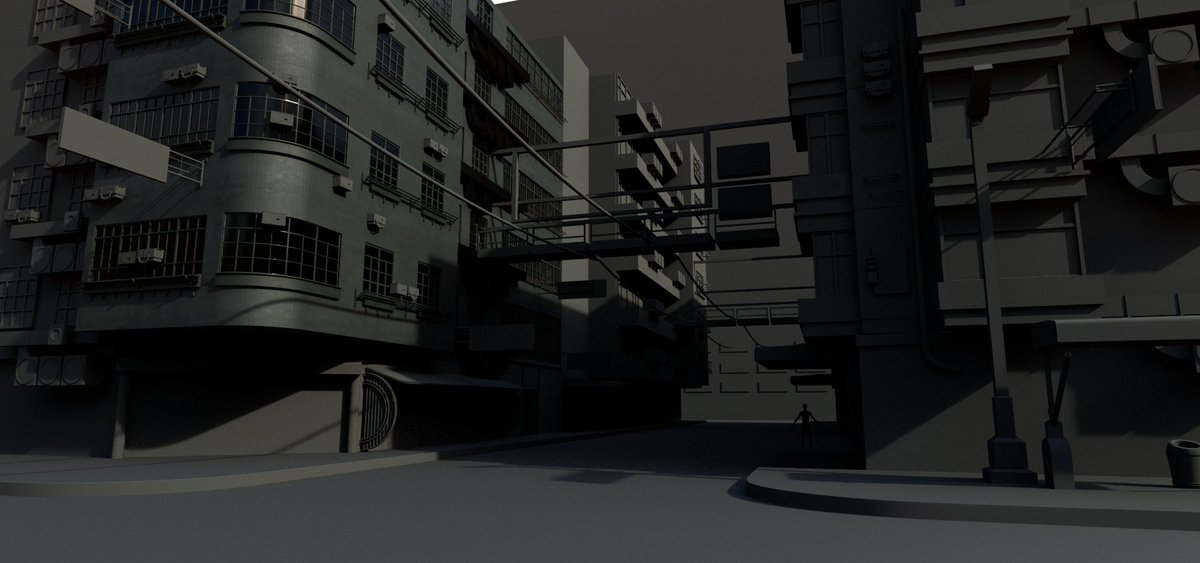 munnacake's tweet image. wip/ need to fix the faceting on the curved building wall but it's already so high poly ;-;