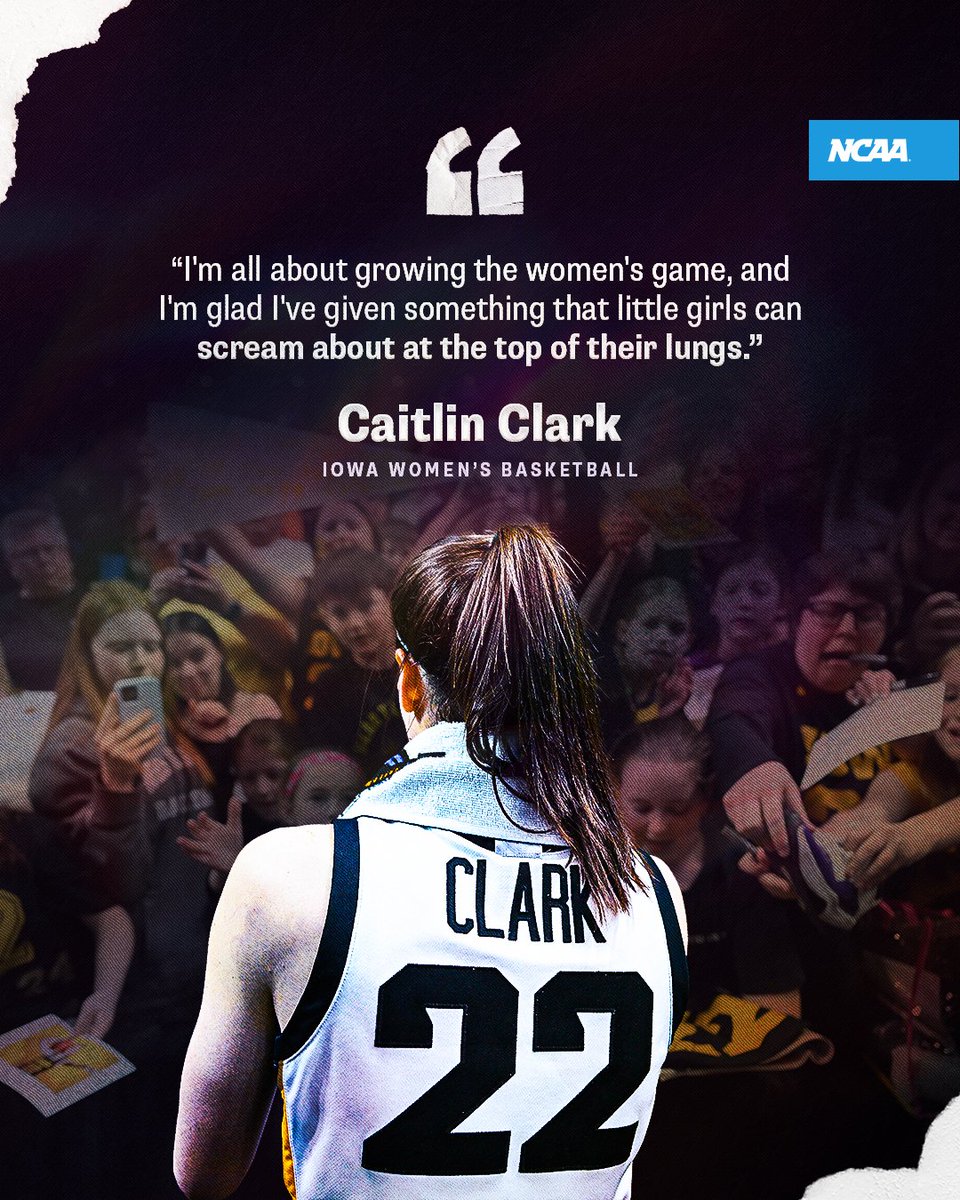 NCAA's tweet photo. Growing the game while inspiring the next generation 💪

#WomensHistoryMonth x @CaitlinClark22 https://t.co/CMU3PGrRU7