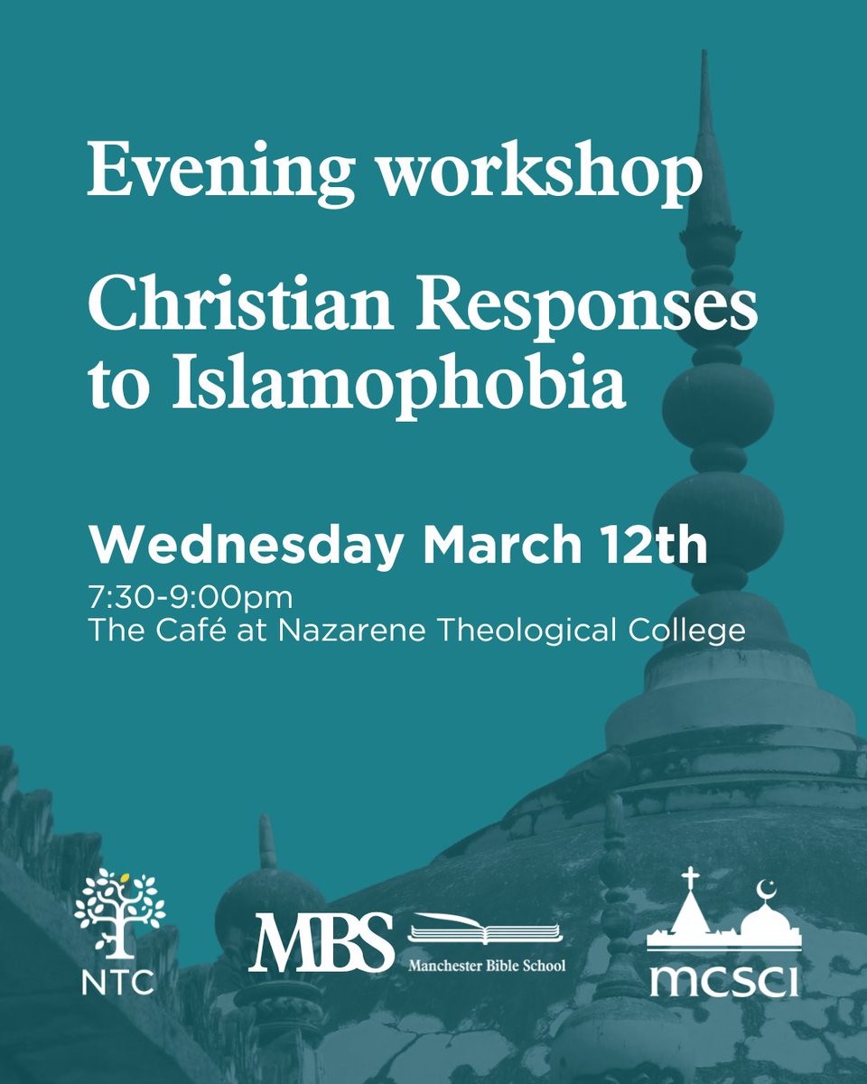 We’re looking forward to welcoming Dr Karamat Iqbal next week for an evening workshop covering Christian Reponses to Islamophobia. Join us at the NTC café on Wednesday March 12th from 7.30-9.00.

postly.app/3nN2