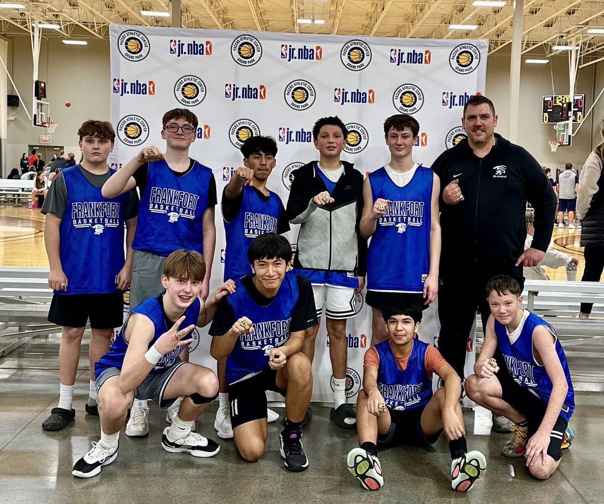 The 7th grade boys basketball team competed in the IYBL winter league at the Pacers Athletic Center in Westfield. They won three games today to become the champions of the league! 🏀