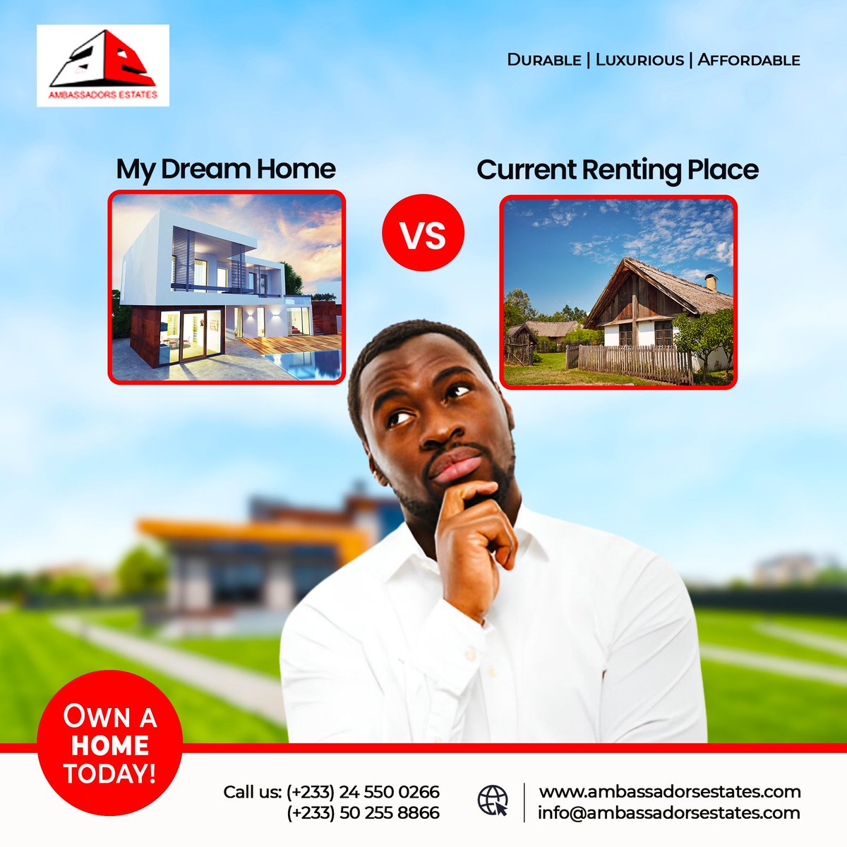 ambestates's tweet photo. From cramped rentals to the luxurious home of your dreams—We turn dreams into reality with stunning, affordable properties that redefine modern living.

Why just dream when you can own?

For enquiries, kindly contact: 0245500266/ 0502558866

https://t.co/uZfiNSnWyd

#RealEstate https://t.co/o3mO5Y0pww