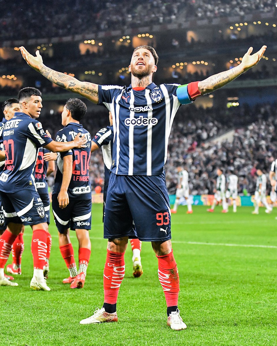 brfootball's tweet photo. 38-year-old Sergio Ramos pulled out all the celebrations for his first Monterrey goal 💙🤍 https://t.co/YjudWltC6k