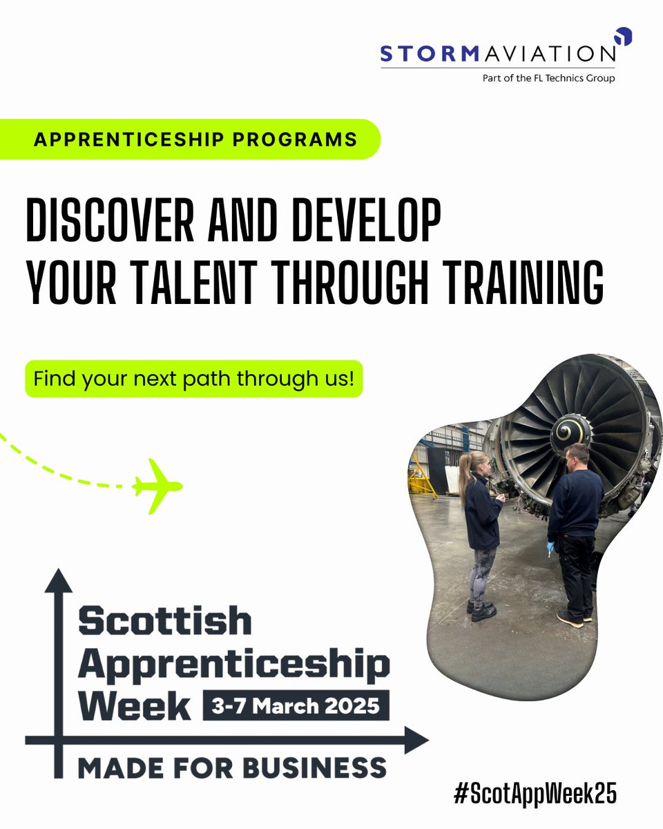 ✈️It’s Scottish Apprenticeship Week 2025!

We’re proud to support the next generation of aircraft engineers. Our apprentices gain hands-on experience, expert mentorship, and a pathway to an exciting career in aviation.

💡 Want to know more? Stay tuned this week!

#ScotAppWeek25