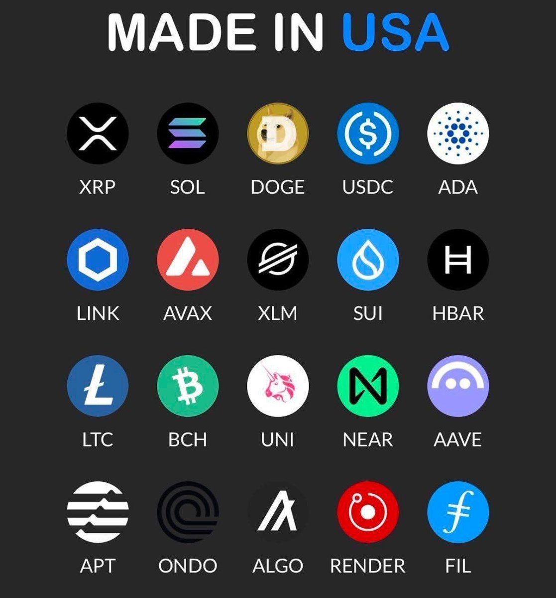 Here is a list of major cryptocurrencies made in the USA.

With Trump voicing his support for projects based in America, these should be on every trader's watchlist.