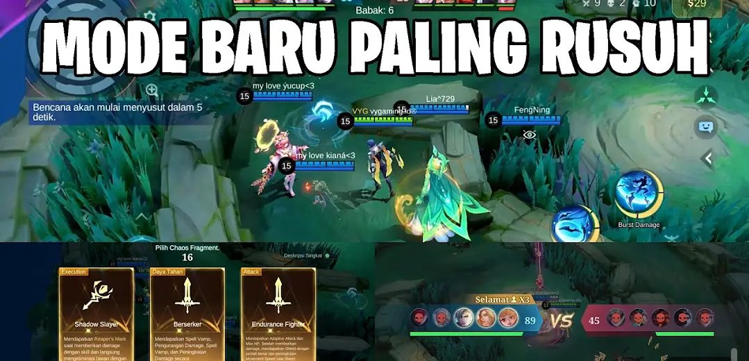 patchnology's tweet image. Mode Chaos MLBB adalah mode Cursed Spirit HOK×JJK, ditambah fitur pilih kartu buff kayak gim RPG