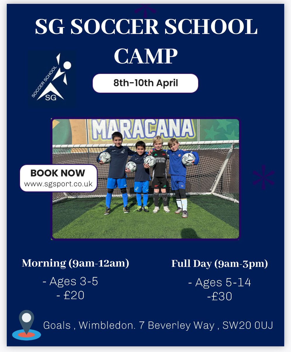 SG Soccer School Easter Camp @goalswimbledon <a href="/goalsfootballuk/">GOALS</a> get booked up now parents! <a href="/NewMaldenNews/">New Malden Neighbourhood</a> <a href="/CCJacademy/">Cheam Common Junior</a> <a href="/MaldenManorPrim/">Malden Manor Primary</a> <a href="/worcesterparkfc/">Worcester Park FC 🏆</a> <a href="/worcesterpark/">Worcester Park</a> <a href="/raynesparksw20/">Raynes Park</a> <a href="/KingstonMumsUK/">Kingston Mums</a> <a href="/RaynesParkMums/">Raynes Park Mums</a> sgsportscoachingltd.getomnify.com/#!/service-det… #booknow #eastercamp #activekids