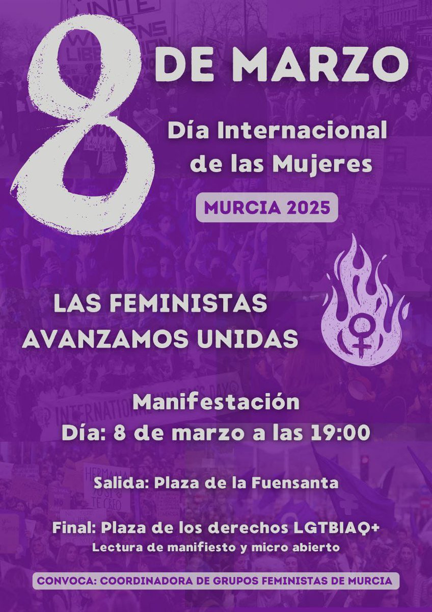 Comenzamos la semana rumbo al #8Marzo
Las feministas avanzamos unidas por una sociedad igualitaria donde se respeten todos nuestros derechos
Sal a las calles y participa, te esperamos juntas somos más fuertes
#DíaInternacionaldeLaMujerTrabajadora
#8M
#DíaInternacionalDeLasMujeres