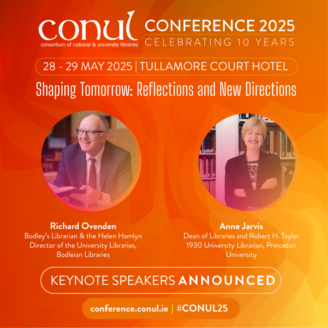 CONUL Conference (@conulconf) on Twitter photo We are excited to announce our #CONUL25 keynote speakers - @richove and <a href="/AnneEJarvis/">Anne E. Jarvis</a> ! Read more about them on our website: conference.conul.ie/keynote-speake⦠We are excited to announce our #CONUL25 keynote speakers - @richove and <a href="/AnneEJarvis/">Anne E. Jarvis</a> ! Read more about them on our website: conference.conul.ie/keynote-speakeā¦