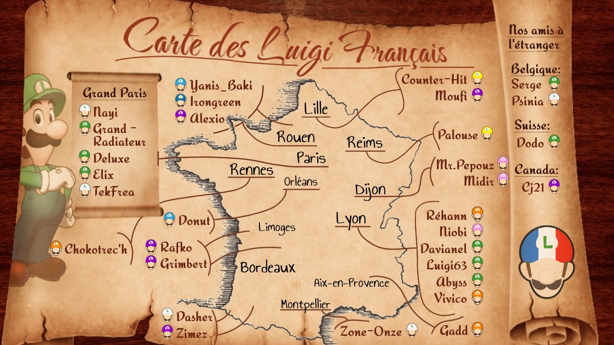 Voici la Carte des Luigi français de 2025! 
Faite par mes soins j'espère qu'elle vous plaira 🫶