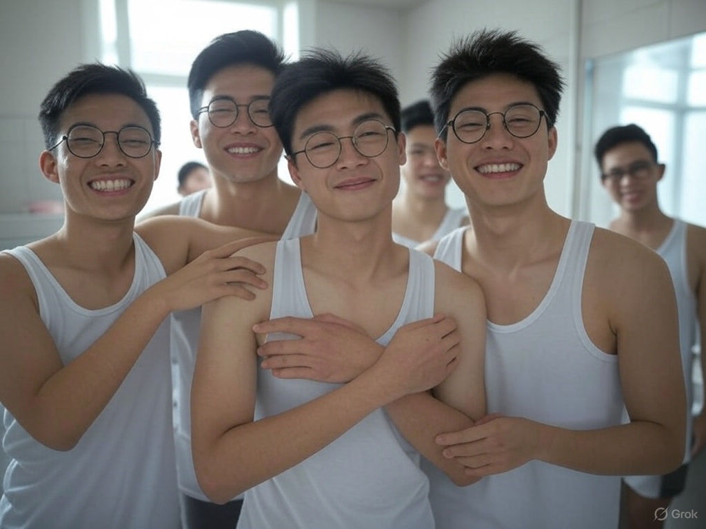Singleter2's tweet image. Boys having a group hug in white singlet
I wish we could do this everyday