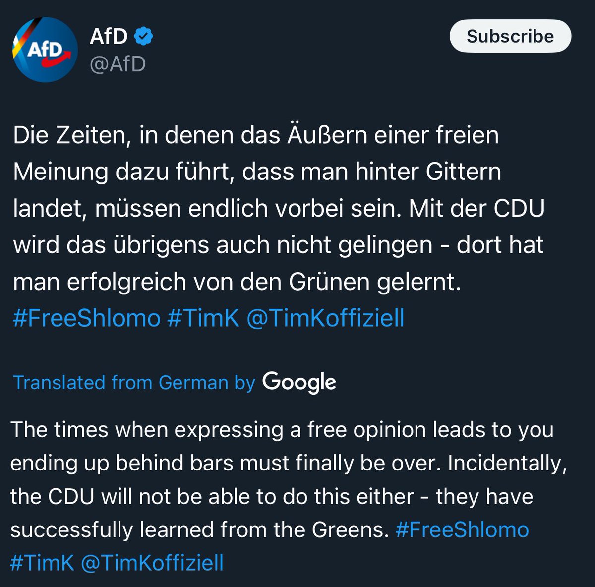 🚨🇩🇪 BREAKING: THE <a href="/AfD/">AfD</a> CALLS FOR THE RELEASE OF SHLOMO‼️

#FreeShlomo