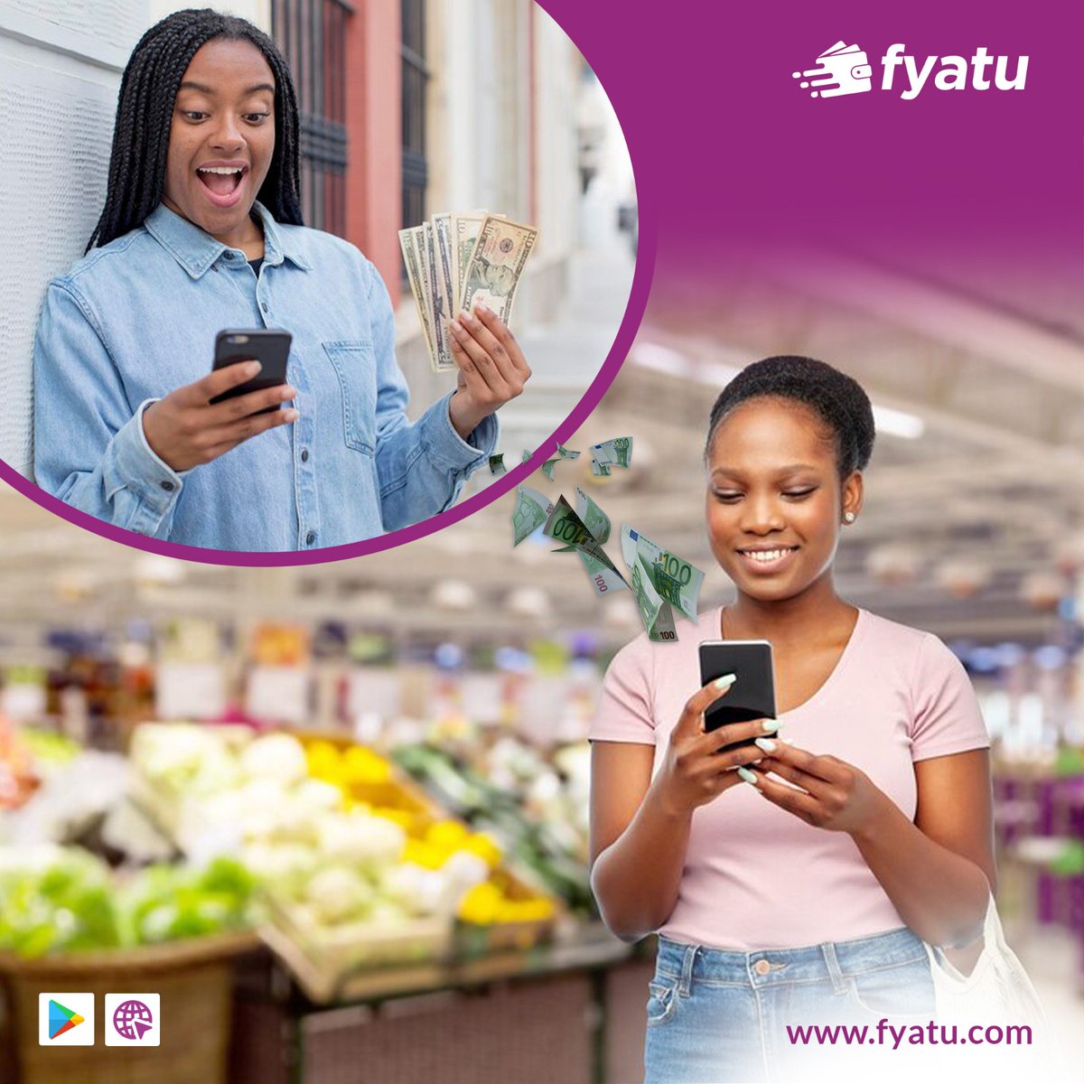 💸 Send money the smart way with Fyatu! 🌍 Fast, secure, and hassle-free transfers to anyone, anywhere. Whether it’s family, friends, or business, Fyatu makes it easy. 
🚀 Try Fyatu Money Transfer today! ⚡