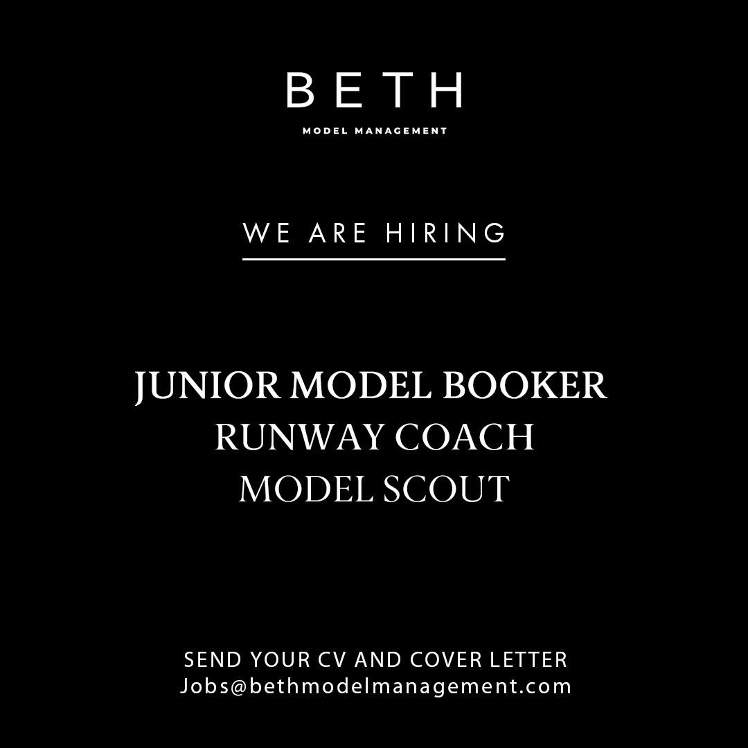 bethmodels_'s tweet image. We are hiring! Beth Management is looking for a Junior Model Booker, Runway Coach, and Model Scout.

To apply, send your CV to jobs@bethmanagement.com.

#bethmodels #bethmanagement #hiring #modelscout #runwaycoach #modelbooker