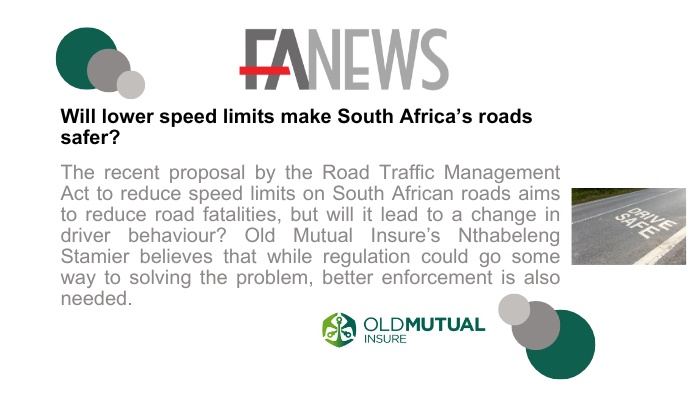 FAnews Online (@fanews_online) on Twitter photo Will lower speed limits make South Africa’s roads safer? tinyurl.com/yh25cyj9
<a href="/OldMutualInsure/">Old Mutual Insure</a> Will lower speed limits make South Africa’s roads safer? tinyurl.com/yh25cyj9
<a href="/OldMutualInsure/">Old Mutual Insure</a>