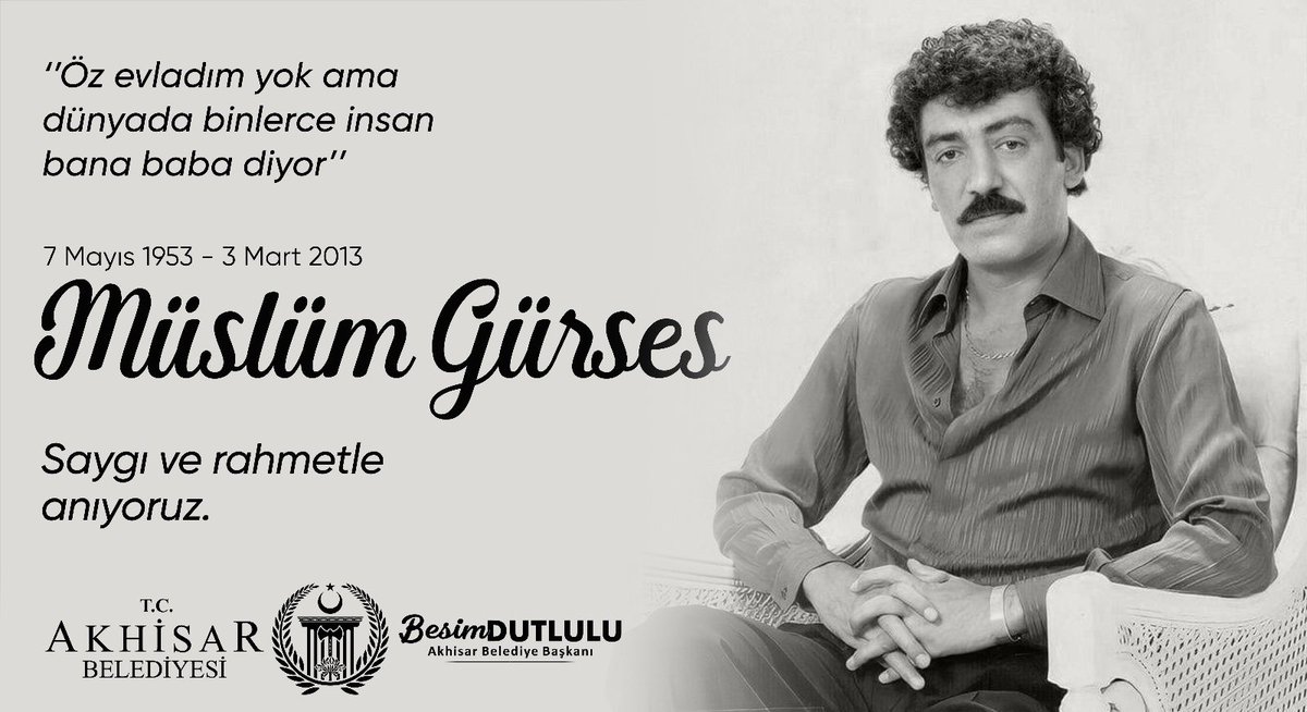 Gariplerin, gönülden sevenlerin ‘Baba’sı #MüslümGürses'i, aramızdan ayrılışının yıl dönümünde saygı, sevgi ve özlemle anıyorum.