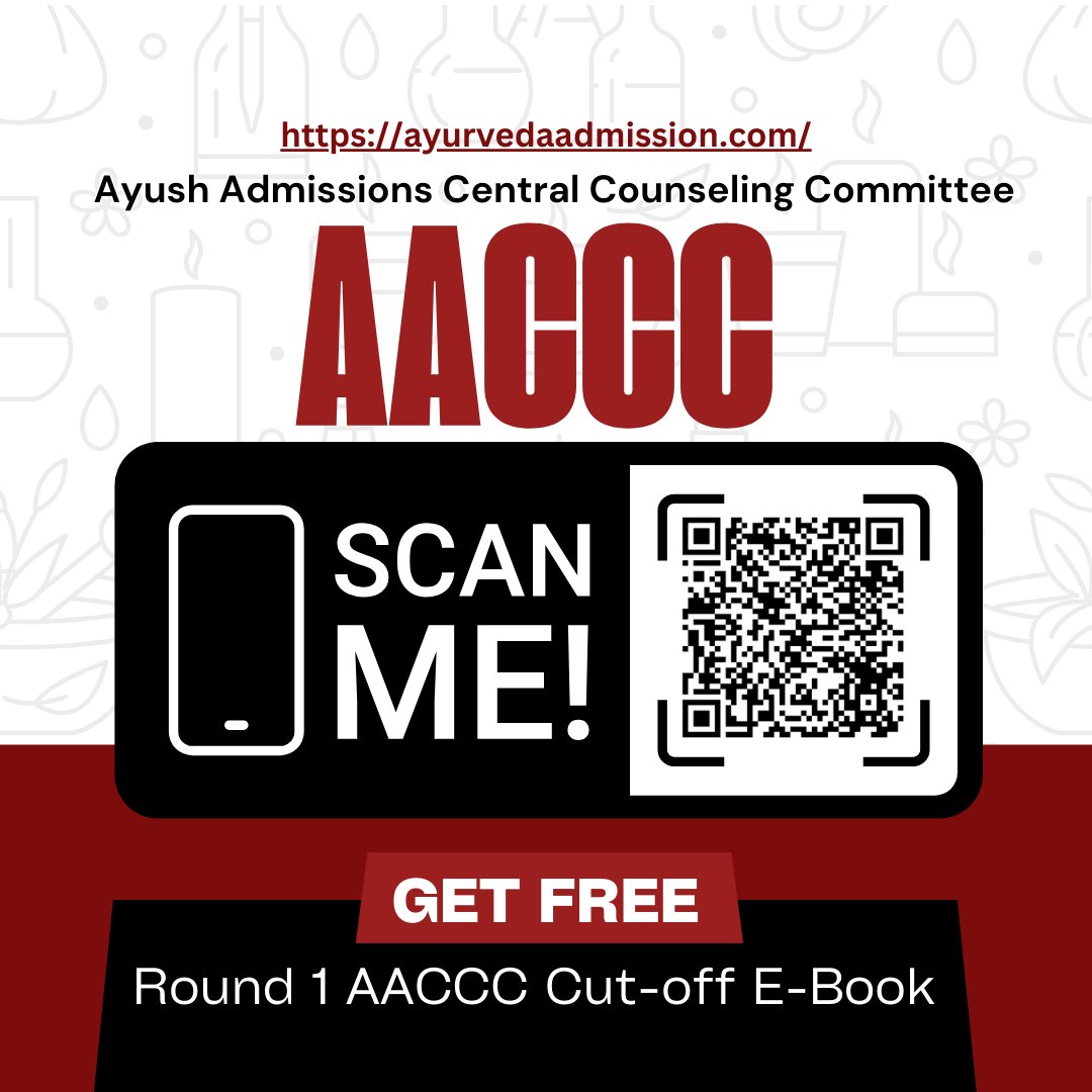 ayush_admission's tweet image. Get your FREE R 1 AACCC Cut-off E-Book Scan the QR code or visit ayurvedaadmission.com for details. 
Contact: 8884499766/50
website: ayurvedaadmission.com
Telegram: t.me/ayushadmission

#ayushcutoff #homeopathycutoff #aaccc #aaccccutoff2024 #aaccccounseling #aaccccolleges