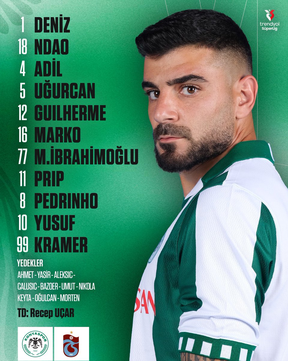 konyaspor's tweet photo. 📝 Trabzonspor karşısındaki ilk 11'imiz! #KNYvTS https://t.co/7sbLAd9nNx