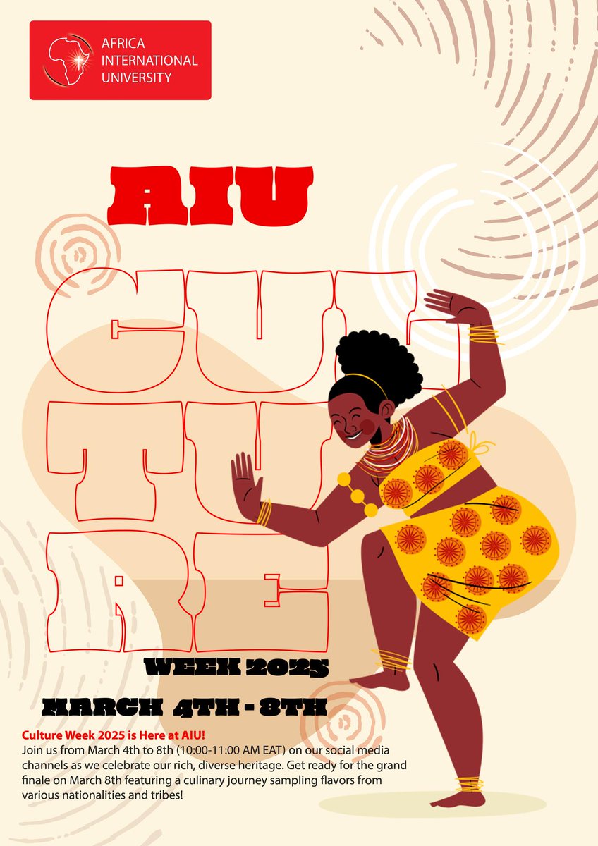 “A nation’s culture resides in the hearts and in the soul of its people.” – Mahatma Gandhi
Karibu to <a href="/AIU_uni/">Africa International University</a> culture week which begins tomorrow. Join us, virtually or in person and experience  different cultures.
#Welcome! #Bienvenue! #Karibu! #Boyeimalamu! #Kaabo!