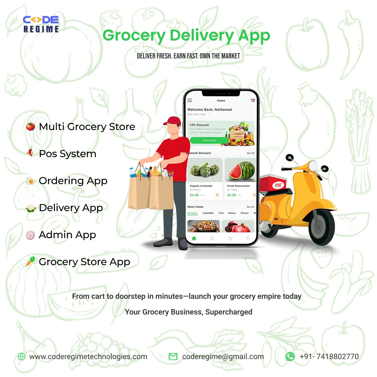 RegimeCode's tweet image. #groceryapp #GroceryStore #appdevelopment #coderegimetechnologies #grocerybusiness #ITsales #b2csales #b2bsales #saas #groceryuae #groceryusa #business #cloneappdevelopment #softwaredevelopment #mobileapplication #customappdevelopment #deliveryapps