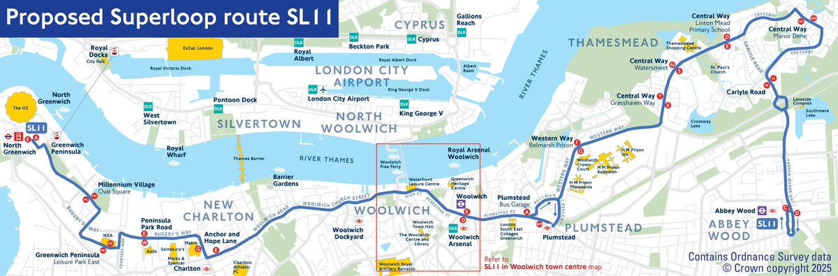 CLondoner92's tweet photo. #Transport for #London Have Your Say:
#Superloop SL11 - Proposed express bus service between North Greenwich and Abbey Wood
The SL11 would offer frequent, reliable service with double-deck buses, USB charging, and info.
Consultation closes on 13 April 2025
https://t.co/IFdJAy3JBX https://t.co/trhQiBihoL
