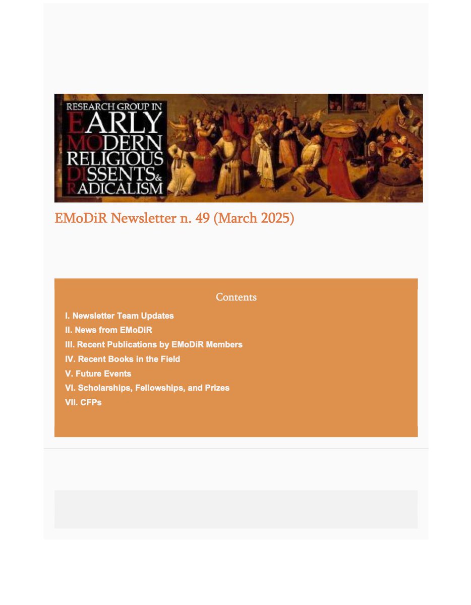 EMoDiR (@_emodir_) on Twitter photo Now out: the EMoDiR Newsletter for March 2025, compiled by <a href="/martinamampy/">Martina Mampieri, PhD, FRHistS</a> and Francesco Quatrini!
Check it out for news on new publications, upcoming events, scholarships, cfps and much much more!
Link below. Now out: the EMoDiR Newsletter for March 2025, compiled by <a href="/martinamampy/">Martina Mampieri, PhD, FRHistS</a> and Francesco Quatrini!
Check it out for news on new publications, upcoming events, scholarships, cfps and much much more!
Link below.