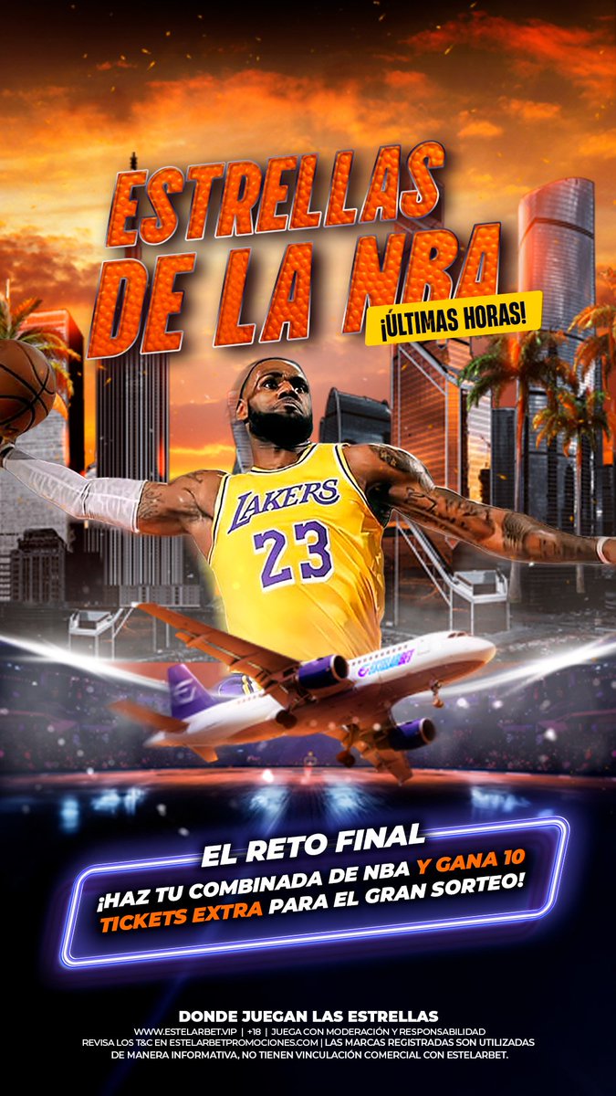¡ÚLTIMO RETO! #NBA 🤯 Quedan solo horas para cerrar nuestro concurso y conocer al gran ganador que se va a EEUU 👀 a ver a las estrellas del básquetbol 🏀 ¡Con todo pagado! 

Haz tu combinada en estelarbet.vip y suma 10 tickets extra ⭐️🏀⭐️🏀⭐️🏀