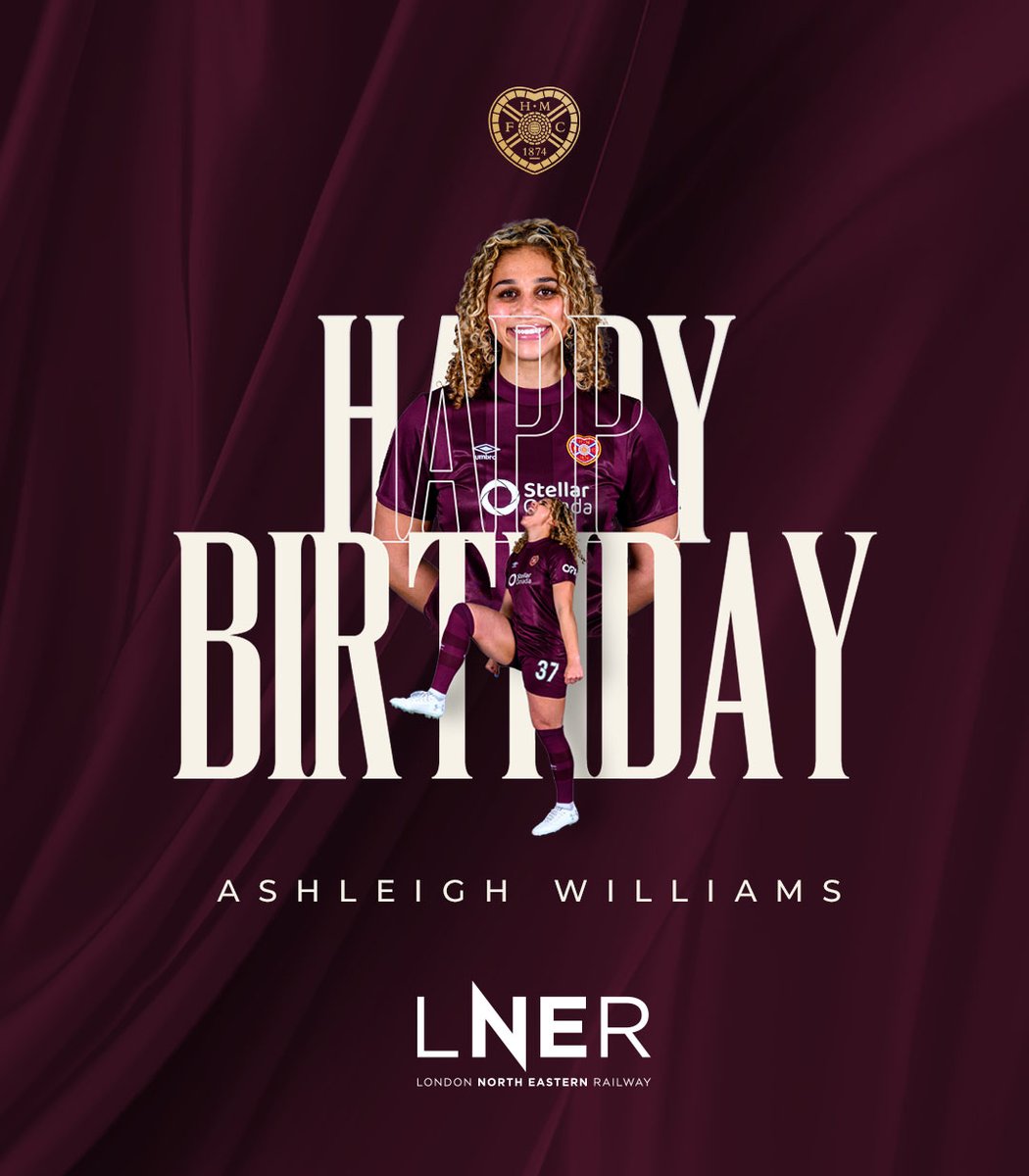 Hearts Women (@heartswomenfc) on Twitter photo 🎂Wishing Ashleigh Williams a very happy birthday!
🚆Never miss an occasion with <a href="/LNER/">London North Eastern Railway</a> 🎂Wishing Ashleigh Williams a very happy birthday!
🚆Never miss an occasion with <a href="/LNER/">London North Eastern Railway</a>