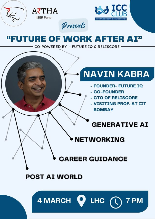 Navin Kabra (@ngkabra) on Twitter photo Giving a talk tomorrow on how to think about your career in a post-AI world. Organized by and for the students of <a href="/IISERPune/">IISER Pune</a>
Primary target audience is undergraduate students and early career knowledge workers but open to anyone: you need to register at the link in the next tweet Giving a talk tomorrow on how to think about your career in a post-AI world. Organized by and for the students of <a href="/IISERPune/">IISER Pune</a>
Primary target audience is undergraduate students and early career knowledge workers but open to anyone: you need to register at the link in the next tweet