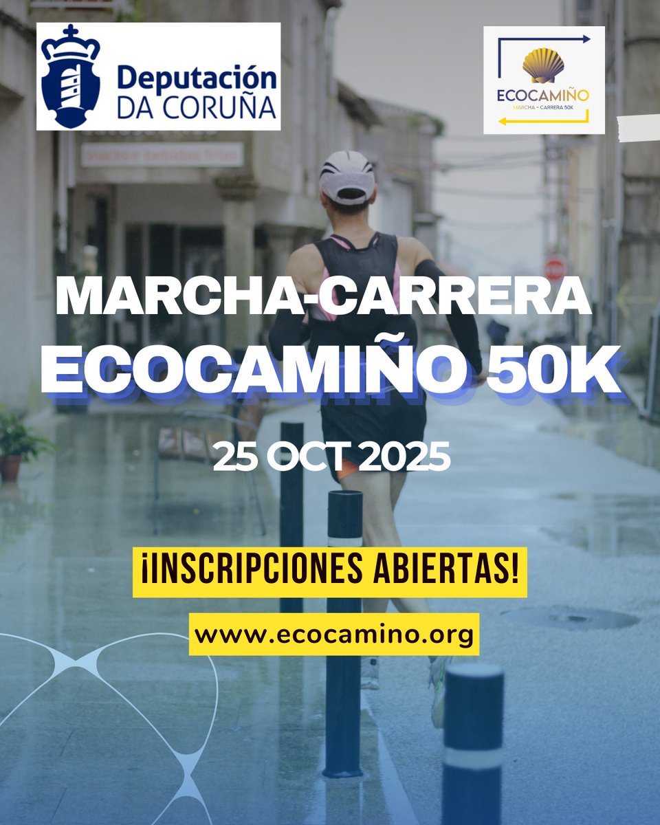 Inscripciones abiertas marcha-carrera 50k 2025🏃🏻‍♀️

Para inscribirse ➡️ ecocamino.org

#ecocamiño #ecodeporte #carrera #galicia #deputaciondacoruña #50k