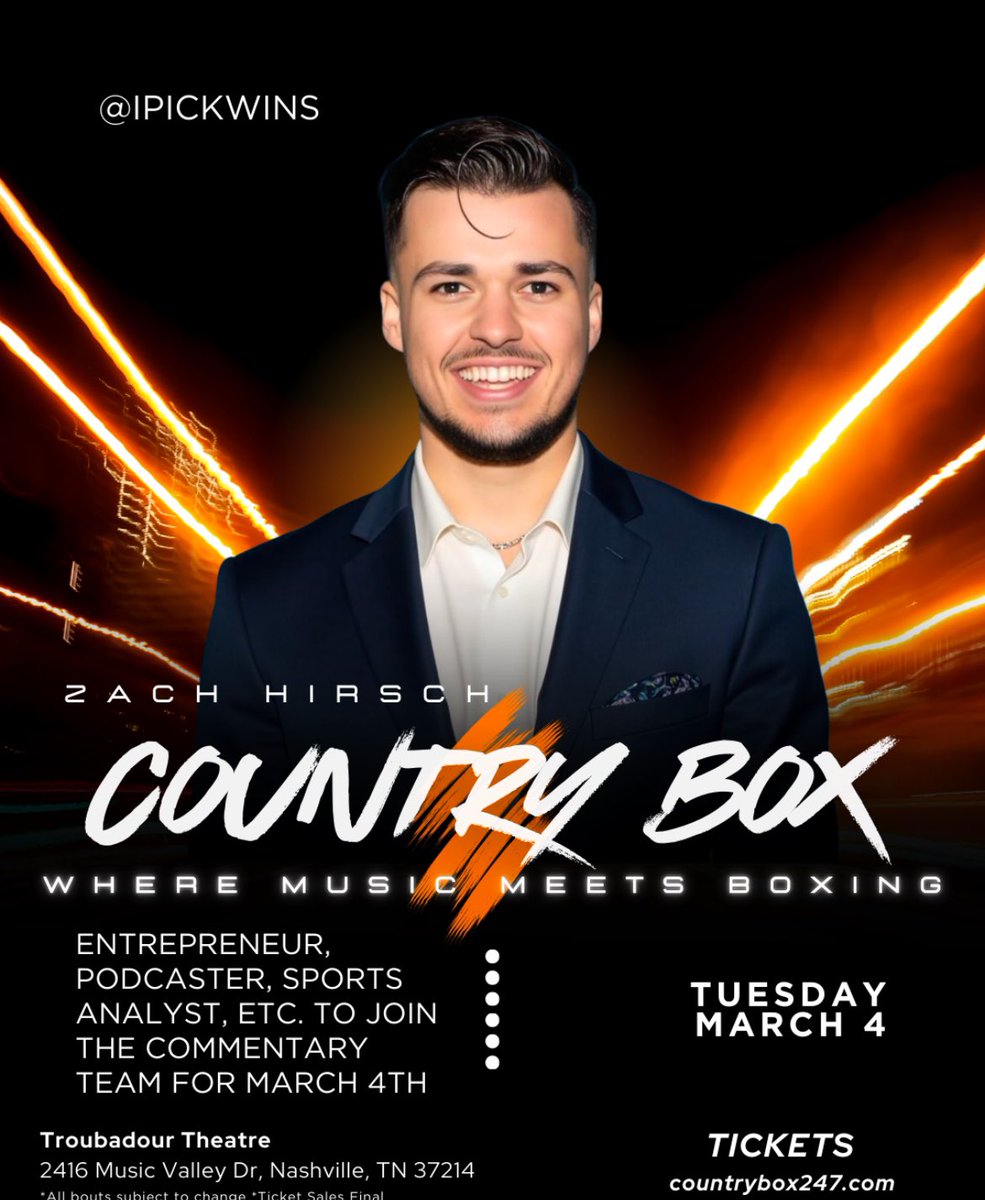 BJ FLORES (@bjfloresboxing) on Twitter photo Catch the action this Tuesday night at 7 pm Central at <a href="/CountryBox_/">Country Box</a> .
<a href="/WadePlem/">Wade Plemons</a> and <a href="/ipickwins/">Mystic Zach Hirsch</a> to be calling the action.
Featuring Undefeated 6-0 (5kos) <a href="/itsjordanginnis/">Jordan Ginnis</a> Catch the action this Tuesday night at 7 pm Central at <a href="/CountryBox_/">Country Box</a> .
<a href="/WadePlem/">Wade Plemons</a> and <a href="/ipickwins/">Mystic Zach Hirsch</a> to be calling the action.
Featuring Undefeated 6-0 (5kos) <a href="/itsjordanginnis/">Jordan Ginnis</a>