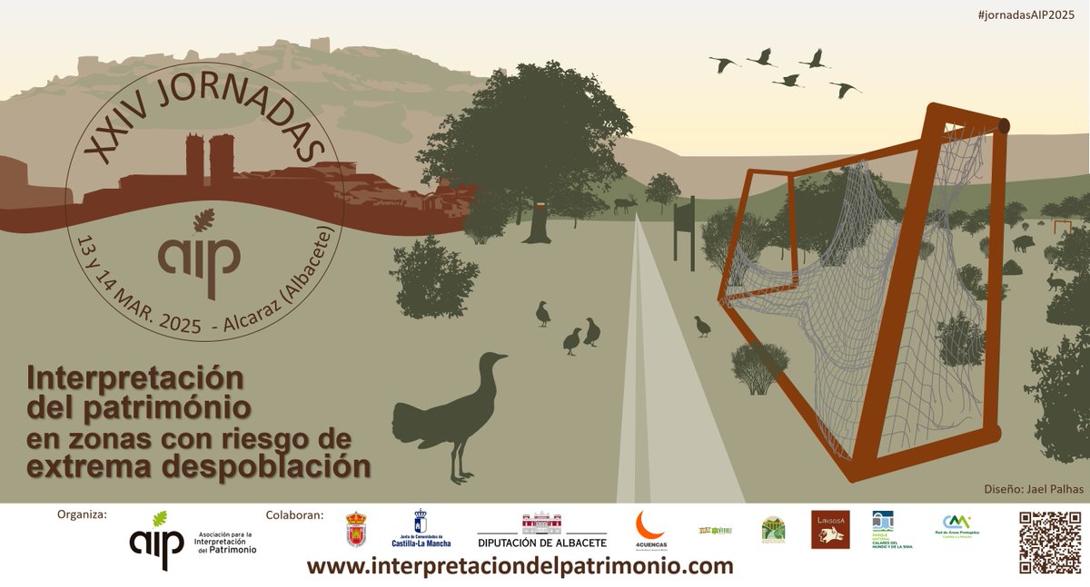 A.I.P. (@aipatrimonio) on Twitter photo Ya queda poco para el inicio de las #JornadasAIP2025 en #Alcaraz. Aún tenemos 2 plazos abiertos:
-Inscripción, mod. ONLINE: hasta 07/03 interpretaciondelpatrimonio.com/.../xxiv.../
-Contribuciones ESPACIO AIPERO: hasta 06/03
(info: comunicacion@interpretaciondelpatrimonio.com) Ya queda poco para el inicio de las #JornadasAIP2025 en #Alcaraz. Aún tenemos 2 plazos abiertos:
-Inscripción, mod. ONLINE: hasta 07/03 interpretaciondelpatrimonio.com/.../xxiv.../
-Contribuciones ESPACIO AIPERO: hasta 06/03
(info: comunicacion@interpretaciondelpatrimonio.com)