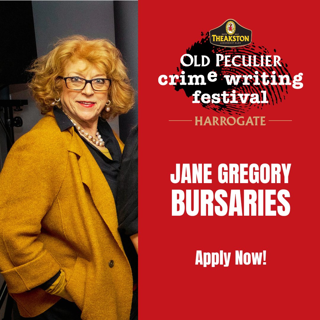 Applications for the Jane Gregory Bursaries are open!   These bursaries offer three-under represented writers a unique opportunity to attend the Creative Thursday writing day at Theakston Old Peculier Crime Writing Festival 📝  

Find out more: bit.ly/JGBApplyNow