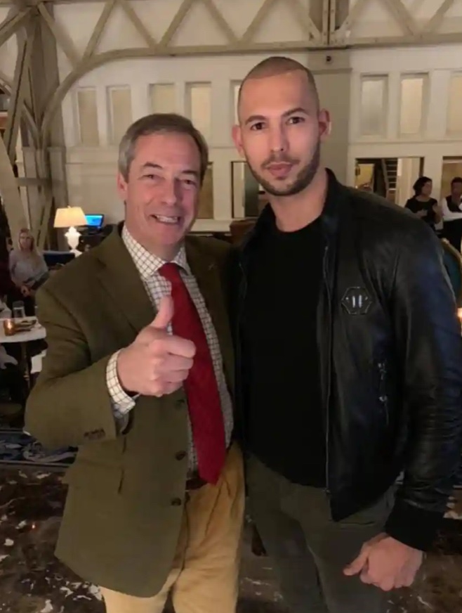 Nigel Farage today "I'm not a supporter of Andrew Tate."

Doesn't look like it does it?