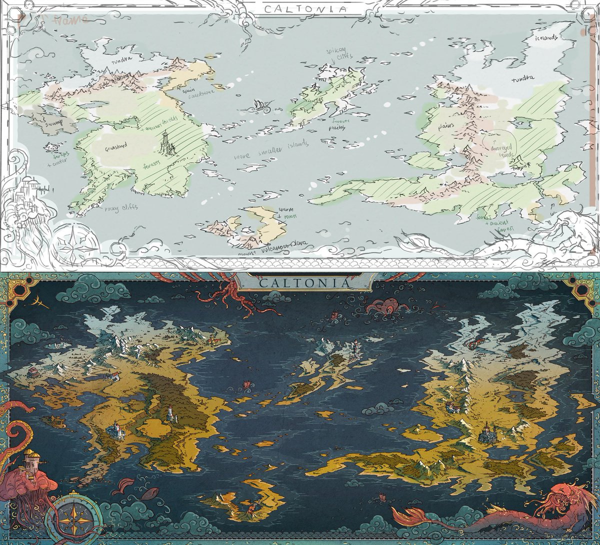 smitchellmaps's tweet image. Caltonia Map #SketchVsFinal