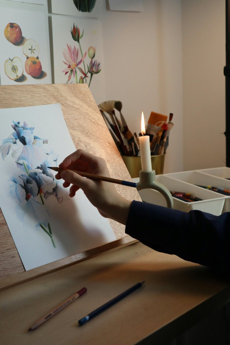 Syntovia's tweet image. Sketch, shade, add water—watch your drawing transform with watercolor pencils! ✏️💧