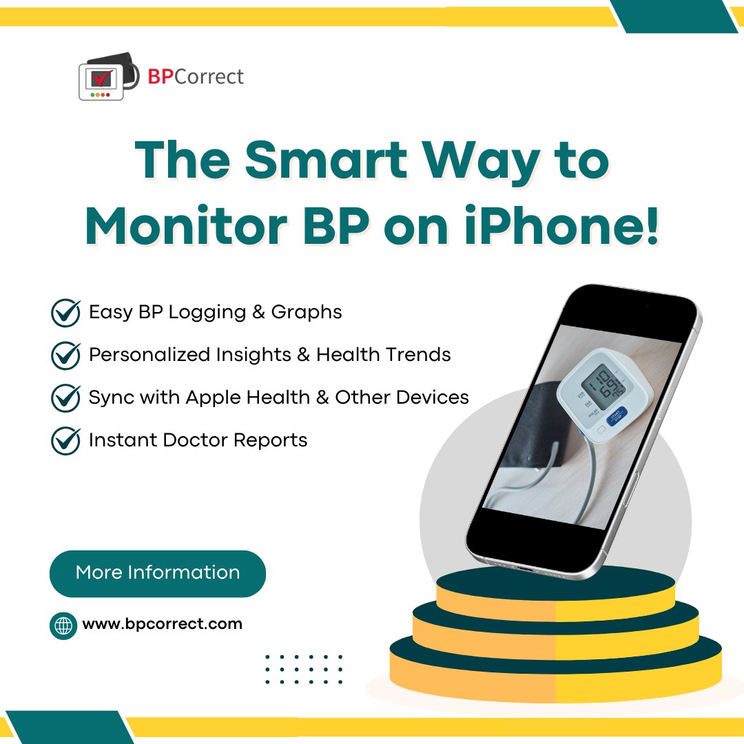BpCorrect's tweet image. The Smart Way to Monitor BP on iPhone! 📷

✅Easy BP Logging &amp;amp; Graphs

✅Personalized Insights &amp;amp; Health Trends

✅Sync with Apple Health 

✅Instant Doctor Reports

Read More: bpcorrect.com
#health #hearthealth #healthtech #patientcare #bloodpressuresolution