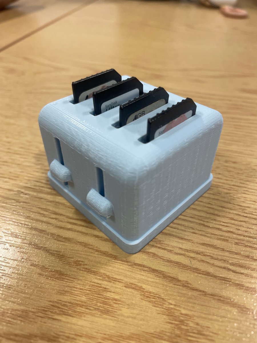 I love a cute novelty #3Dprint and what is sweeter or more practical than this little toaster SD card holder. 
Search @Thingiverse for hundreds of fun and easy 3D print files.
#makermonday