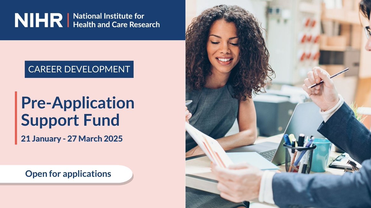 Still thinking about applying? There’s still time.

The Pre-Application Support Fund could give you the extra boost you need to prepare a strong NIHR career development application. Get funding for your time, training, and additional support.

Don’t miss out—apply now. 👉