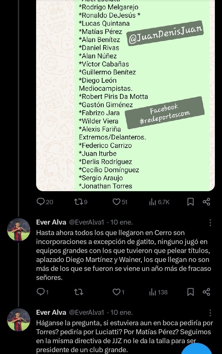 EverAlva1's tweet photo. El 10 de enero yo avise mientras estaba abierto el libro de pases y no se hizo incorporaciónes de gerarquia que aguante la presión de un club con urgencias. https://t.co/9uouI4gw6y