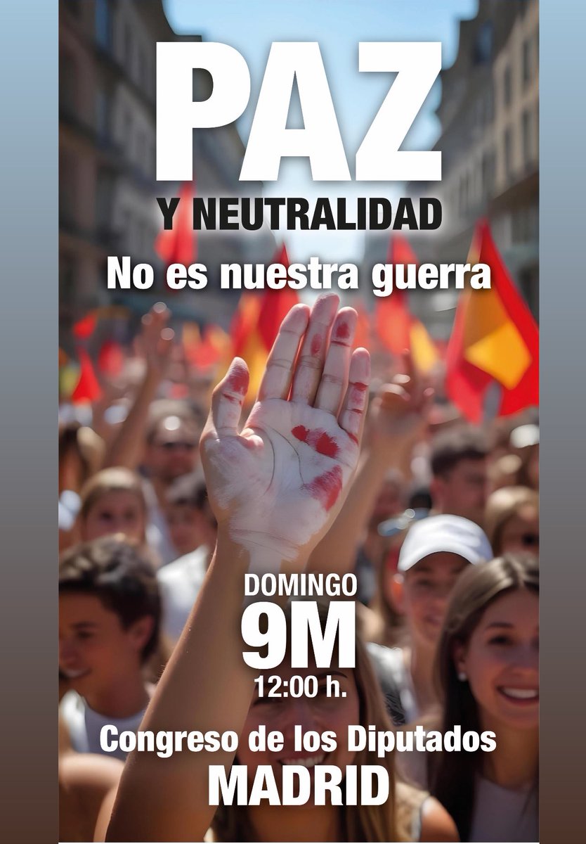 gisbert_ruben's tweet image. 🚨Ha llegado la hora…

9M - NO ES NUESTRA GUERRA
12:00 congreso de los diputados (Madrid)

Ante la deriva belicista de la clase política europea en relación con la guerra de Ucrania y la toma de decisiones unilateralmente que comprometen gravemente la seguridad y porvenir de…