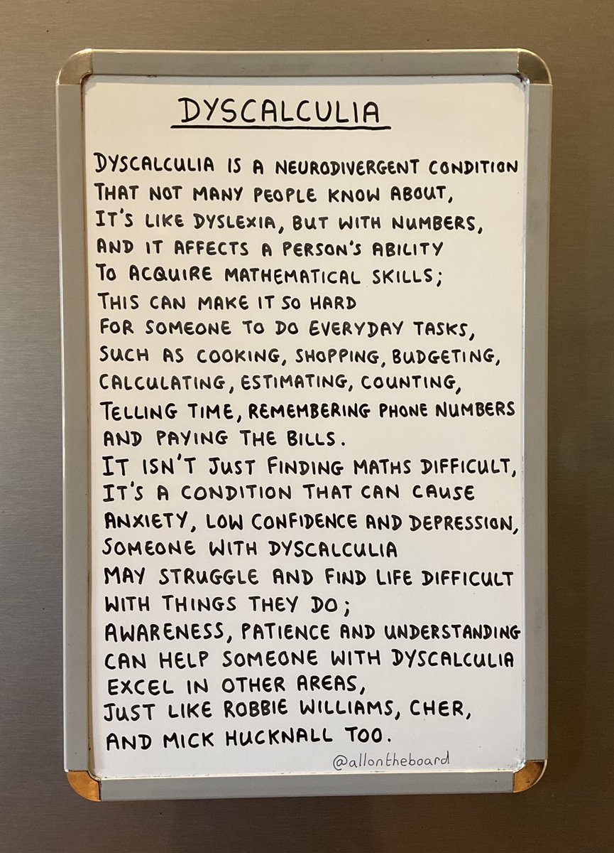 Dyscalculia is a neurodivergent condition that not many people know about. Sending love to those with Dyscalculia. 

#Dyscalculia #DyscalculiaDay #DyscalculiaAwareness