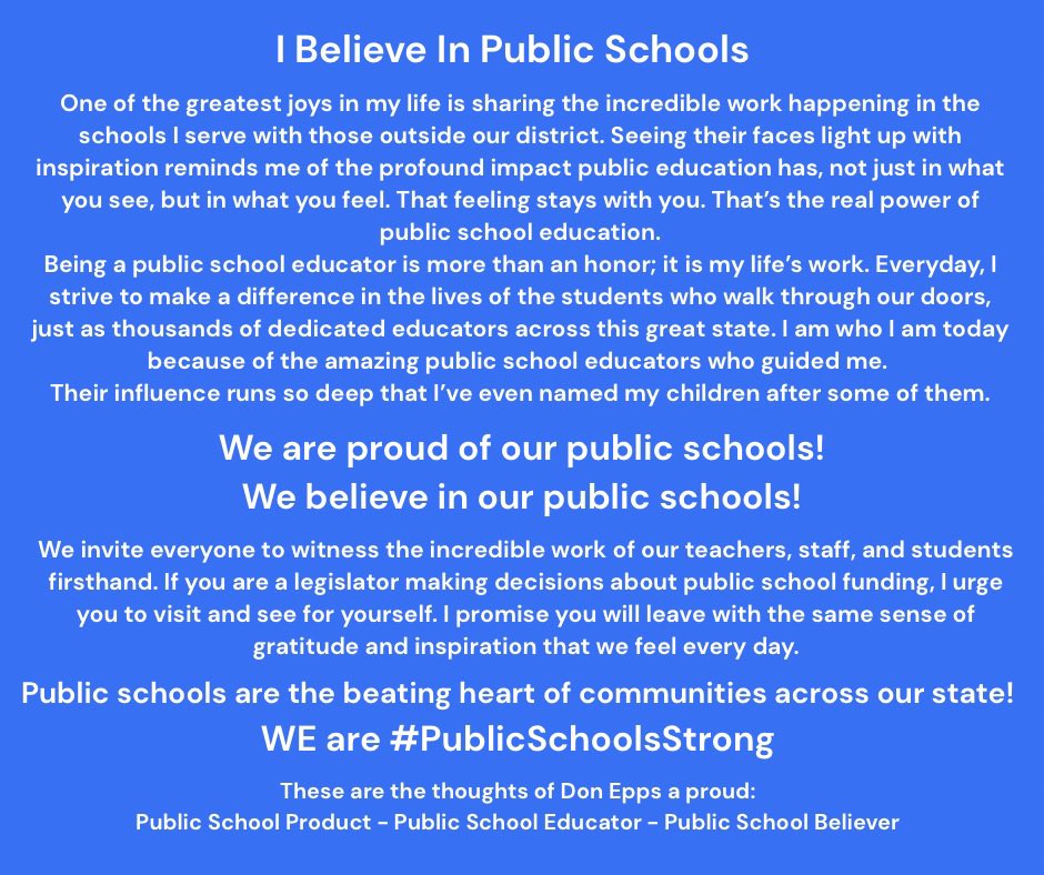 I Believe In Public Schools 
Please feel free to share 💯❤️
#KSLeaders #PublicSchoolsStrong #ChasingGreatness for the kids we serve each and every day!! 
#ksde #k12 #education #ksleg