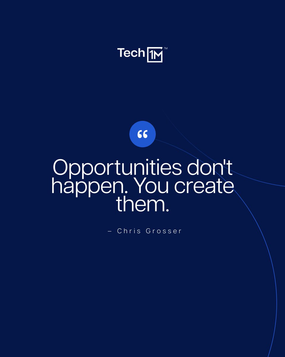 Make your own opportunities by upskilling and networking! Tech1M helps you do both.  Visit tech1m.com

#MondayMotivation #Tech1M