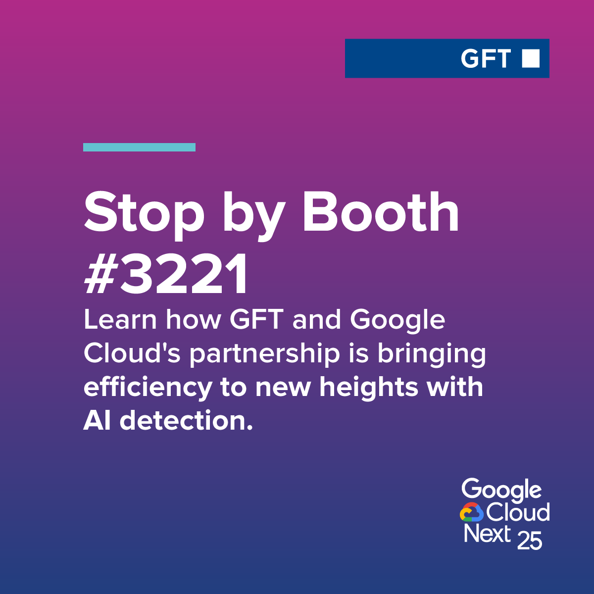 gftnorthamerica's tweet photo. We're heading to @GoogleCloud Next '25 as a Velocity sponsor on Apr 9-11! Visit booth 3221 to speak with #teamGFT about our AI.Impact, as well as a live demo of AI use cases in energy and manufacturing spaces: https://t.co/FBQddhqFKP
@GCloudPartners #GoogleCloudPartner https://t.co/v2xrwuHvhv